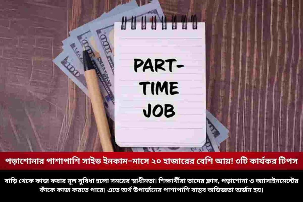 পড়াশোনার পাশাপাশি সাইড ইনকাম–মাসে ২০ হাজারের বেশি আয়! ৩টি কার্যকর টিপস Part time jobs work from home without investment for students