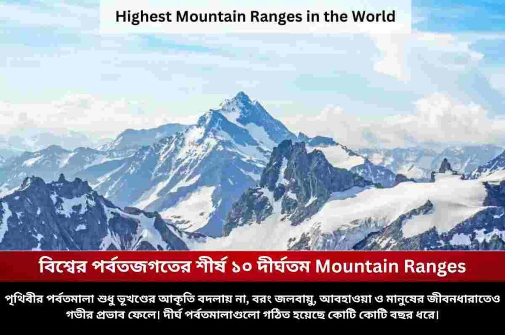 বিশ্বের পর্বতজগতের শীর্ষ ১০ দীর্ঘতম Mountain Ranges Find the top 10 longest mountain ranges in the world