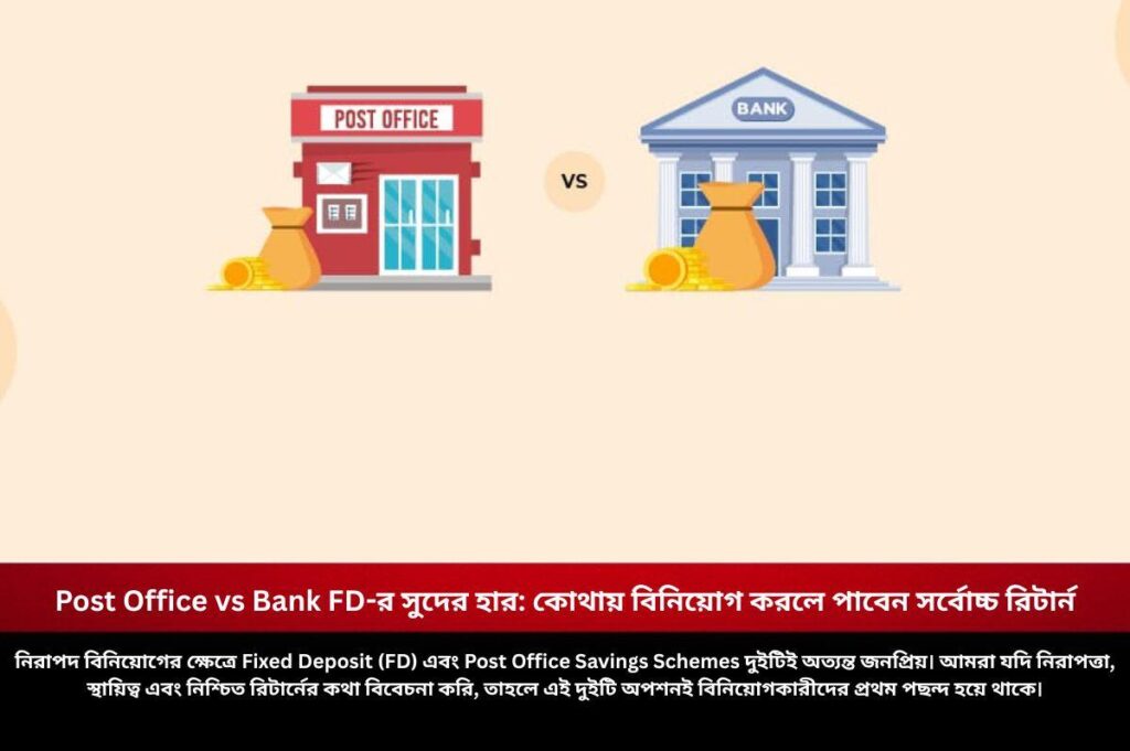 Post Office vs Bank FD-র সুদের হার: কোথায় বিনিয়োগ করলে পাবেন সর্বোচ্চ রিটার্ন Find out post office vs bank FD interest rates